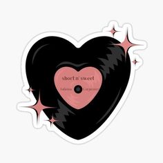 a heart shaped sticker with the words short n'sweet written in pink on it