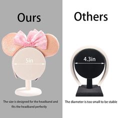 an image of a mouse head with ears on it and the measurements for each ear