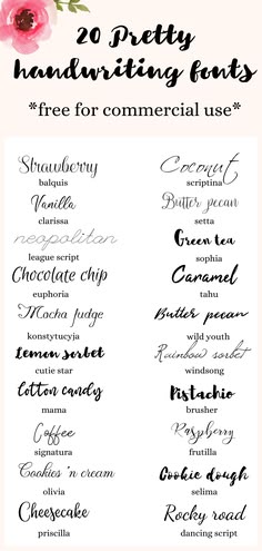 20 pretty handwritten fonts for commercial use - free printable and customizable
