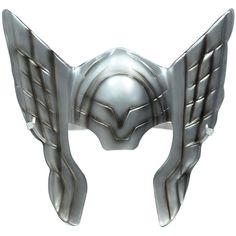 a helmet with wings is shown on a white background in this 3d rendering, it appears to be made from metal