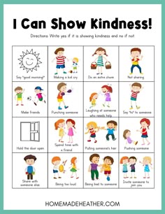 i can show kindness game with pictures and words