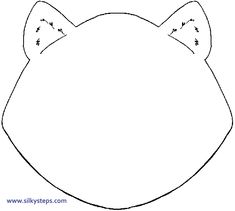 the outline of a cat's head with ears and tail, in black ink