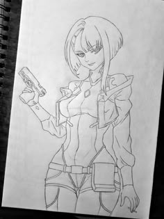 Cyberpunk Easy Drawing, Lucy Sketch, Lucy Cyberpunk Sketch, Cyberpunk Sketches, Lucy Cyberpunk Tattoo, Cyberpunk Manga, Lucy Cyberpunk Back Tattoo, Cyberpunk Drawing Reference, Cyberpunk Art Drawing