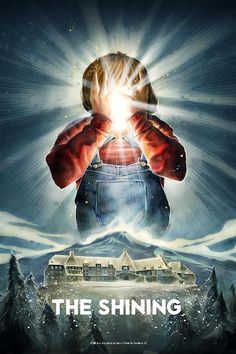 a movie poster for the shining light with a man holding his hands up in front of him
