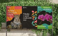 a large sign with an image of a leopard on it