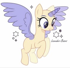a little pony with wings and stars around it