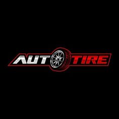 the logo for an auto tire company on a black background with red and white lettering