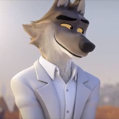 an animated wolf in a suit and tie