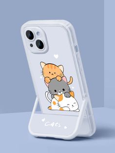 a phone case with an image of two cats and a cat sitting on top of each other