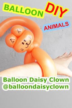 an orange balloon with a face on it and the words balloon diy animals