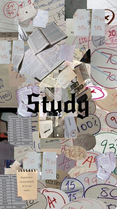 a collage of papers with the word study written on them