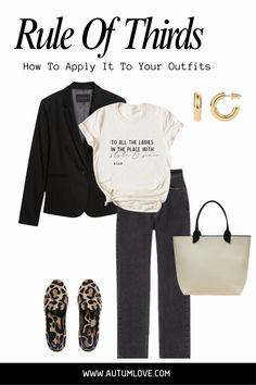 I tried the Rule of Thirds in my fashion styling, and the results are amazing! Learn how this simple trick can elevate your everyday looks effortlessly. Rule Of Seven Outfit, 3 3 3 Method Outfit, 3 Color Rule Outfit, 3 Color Outfit Rule, Third Piece Rule Outfits, 3rd Piece Rule Outfit, Rule Of Thirds Outfit, Rule Of Thirds Fashion, Fashion Rule Of Thirds