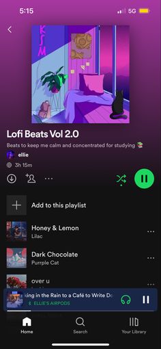 the app shows an image of a room with purple walls