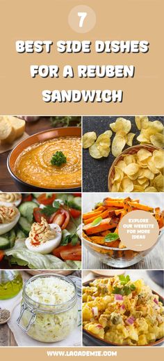 the best side dishes for a reuben sandwich with text overlay that reads, 7 best side dishes for a reuben sandwich