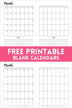 free printable blank calendars for the month of march and june with pink background