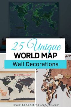25 Unique world map wall decorations with three photos of world maps