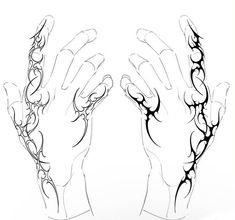 two hands are shown with different designs on them