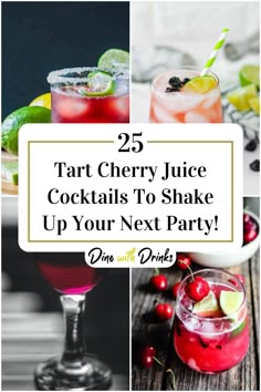 Collage of 4 tart cherry juice cocktails.
