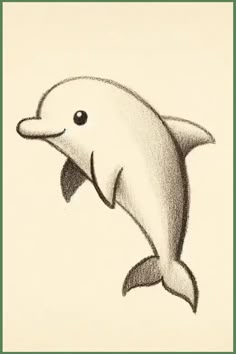 Sketch of a happy dolphin mid-leap with a friendly expression.