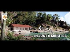 a house sitting on top of a lush green hillside next to the ocean with text reading in just 6 minutes