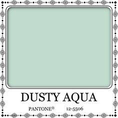 the dusty aqua pantonee is shown in black and white with an ornate border