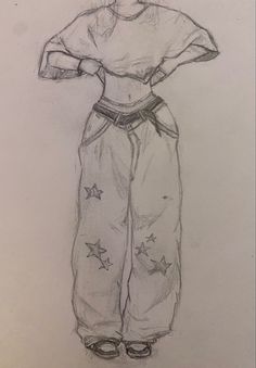 a pencil drawing of a person with their hands on their hips and arms behind his back