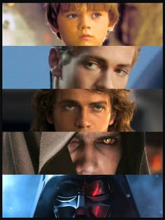 the faces of star wars characters are shown in this collage, including darth vader and luke sky walker
