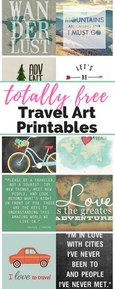 the travel art printables are available for purchase