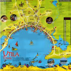 a map of the town of utila, with all its roads and towns on it