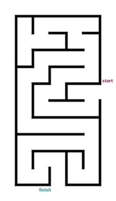 a maze with the word finish on it and an arrow pointing to the left side