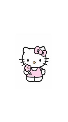 hello kitty holding a flower in her hand