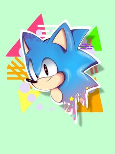 sonic the hedgehog wallpaper with an abstract background and colorful shapes in the background