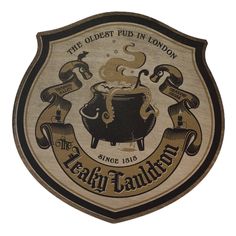 the olde pub in london logo is shown on a wooden plaque with black lettering