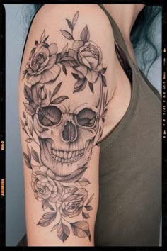 Skull and Flowers Tattoo Inspiration