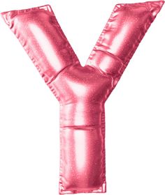 the letter y is made out of shiny pink foil