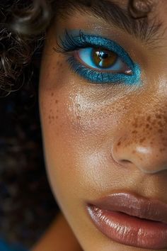 #christmas #christmasnailart #browneyemakeup Color Pop Eyeshadow, Blue Eye Eyeshadow, Bright Blue Eye Makeup, Blue Brown Eyeshadow Look, Eye Makeup Aesthetic, Blue Eyeshadow Makeup Looks, Blue Eyeshadow Brown Eyes, Color Pop Blue Eyeshadow, Ocean Makeup