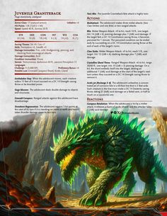 an image of a green dragon in the middle of a page with information about it