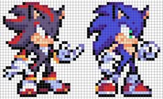 two pixellated images of sonic and tails