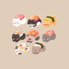 an image of sushi animals on a gray background