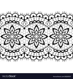 a black and white lace border with flowers