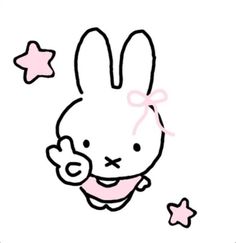 a drawing of a rabbit holding a star