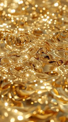 many shiny gold circles are shown in this close up photo, as if they were floating or floating on water