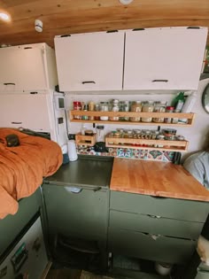 the kitchen is clean and ready to be used as a storage area for food items