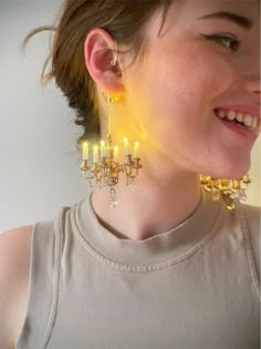 Light-up 'rococo' Chandelier Earrings in Gold - Etsy Funky Earrings, Traditional Earrings, Funky Jewelry, Gold Light, Horn, Bijoux Diy, Jewelry Inspo, Fun Earrings, Dream Jewelry