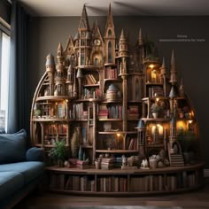 a room filled with lots of books and furniture