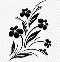 black and white flowers on a white background