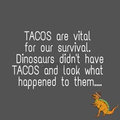 a t - shirt that says tacos are vital for our survival dinosaurs didn't have tacos and look what happened to them