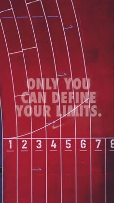 an advertisement with the words only you can deme your limits written in white on a red background