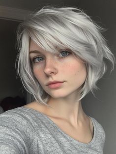 Dyed Silver Hair, Silver Blonde Hair Women, Cool Blonde Color, Grey Hairstyles Women, Silver Bleached Hair, Hair Styles Female, Light Gray Hair, White Hair Style, Silver Hair Ideas