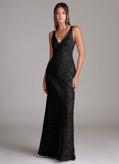 Azazie Tianna Black Bridesmaid Dresses | Azazie Bridesmaid Dresses Gothic, Black Black Tie Dresses, Black Floor Length Dress Formal, Black Bridesmaid Dresses Summer Wedding, Lace Summer Dress, Bridesmaid Dress Black, Long Black Silk Dress, Black V Neck Prom Dress, Dress Masquerade
